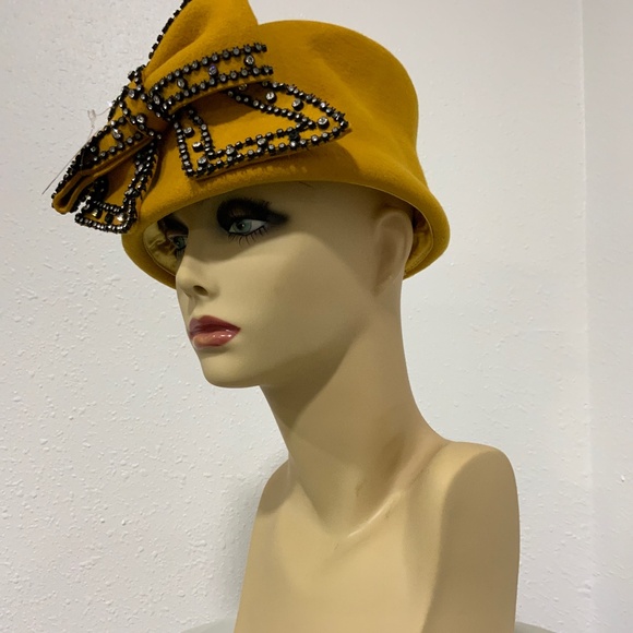 New Elegant Dark Gold or Mustard Church or Dressy Hat - Picture 2 of 2